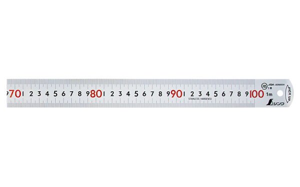Shinwa 13140 Tonabnehmer Lineal aus Edelstahl 100 cm