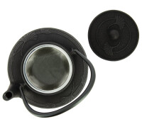 IWACHU Nanbu Tekki Ginkgo Japanische Gusseisen Teekanne mit Filter und Traditionelles Design 650 ml schwarz TT12065BK
