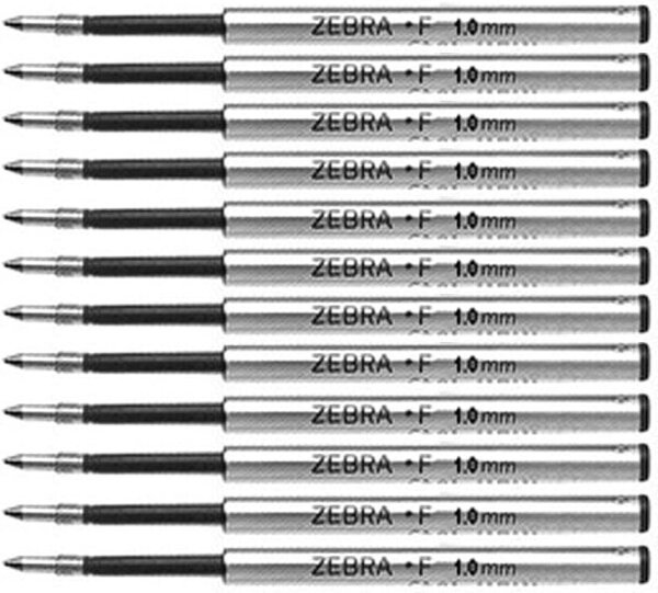ZEBRA Kugelschreibermine F 1,0mm für F-301&F-701 12 Stück Schwarz