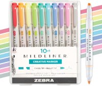 ZEBRA Mildliner Highlighter Doppelseitiges Textmarker-Set breite und feine Spitze 10 Stück 78101