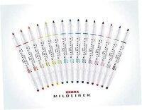 ZEBRA Mildliner Brush and Marker FluorescentSet 15 Pack (78115)