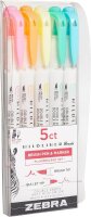ZEBRA Mildliner Brush and Marker Fluorescent Set 5 Pack (79105)