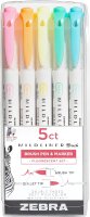 ZEBRA Mildliner Brush and Marker Fluorescent Set 5 Pack (79105)