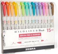 ZEBRA Mildliner Brusch and Marker Set 15 Pack (79115)
