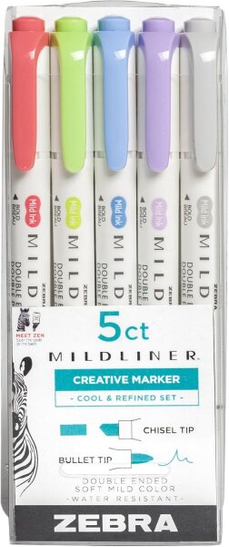 ZEBRA Mildliner Highlighter Cool & Refined Set 5 Pack (78205)