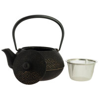 Iwachu Nanbu Tekki Teekanne Seigaiha Schwarz Gold 900 ml TT11219GDBK