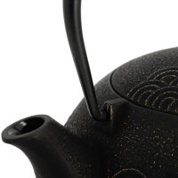 Iwachu Nanbu Tekki Teekanne Seigaiha Schwarz Gold 900 ml TT11219GDBK