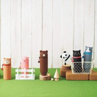 LIHIT LAB. Kawaii Stand-Stiftetui Punilabo japanischer grauer Katze (Hachiware Neko) A7712-4