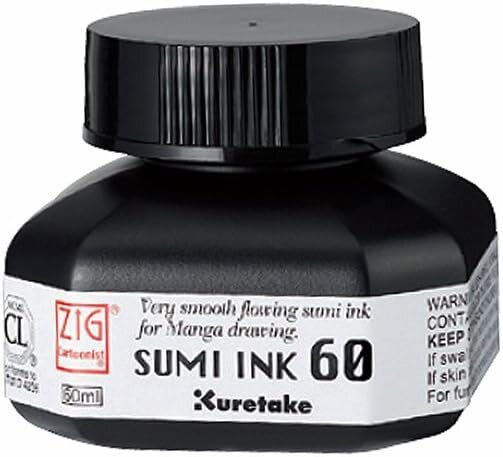 Kuretake Zig Cartoonist Sumi Tinte 60ml Flasche Schwarz CNCE103-6