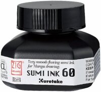 Kuretake Zig Cartoonist Sumi Tinte 60ml Flasche Schwarz CNCE103-6