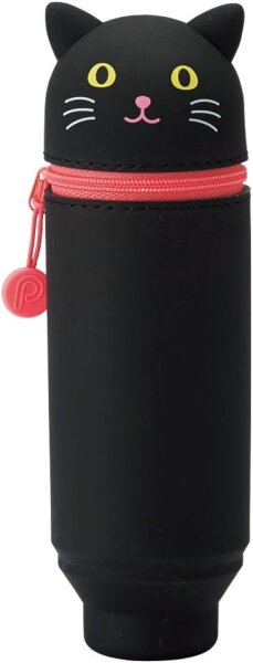 LIHIT LAB. Kawaii Stand-Stiftetui Punilabo schwarze Katze A7712-3