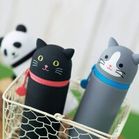 LIHIT LAB. Kawaii Stand-Stiftetui Punilabo schwarze Katze A7712-3