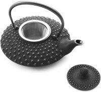 Iwachu Nanbu Tekki Teekanne Kanbin Schwarz 500 ml Kyusu Hira Arare TT13001BK
