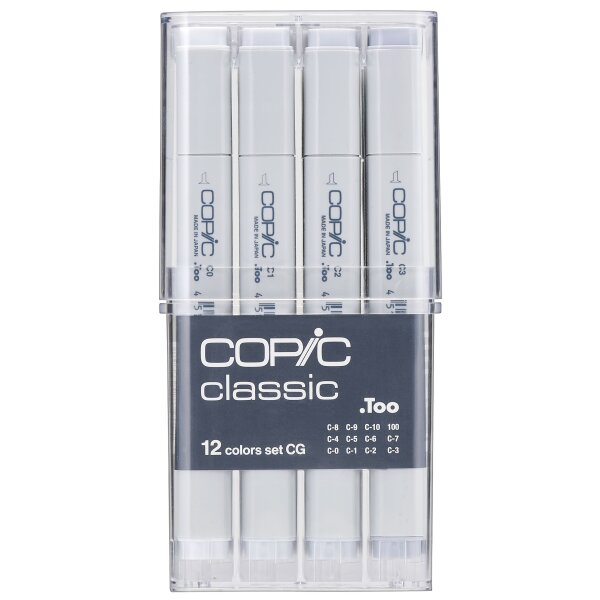 Too Copic Classic Marker Set Cool Gray (CG) 12 Stück professionelle Layoutmarker alkoholbasiert