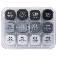 Too Copic Classic Marker Set Cool Gray (CG) 12 Stück professionelle Layoutmarker alkoholbasiert