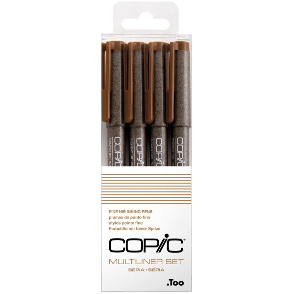 Too Copic Multiliner Set Sepia 4 Stück in verschiedenen Strichstärken