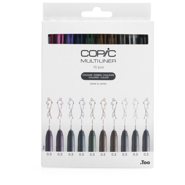 Too Copic Multiliner Set farbig 10 Stück Fineliner Strichstärke 0,3 mm