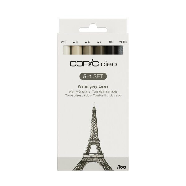 Too Copic Ciao Marker 5+1 Set Warme Grautöne 5 Allround-Layoutmarker inkl. 1 Multiliner 0,3 mm
