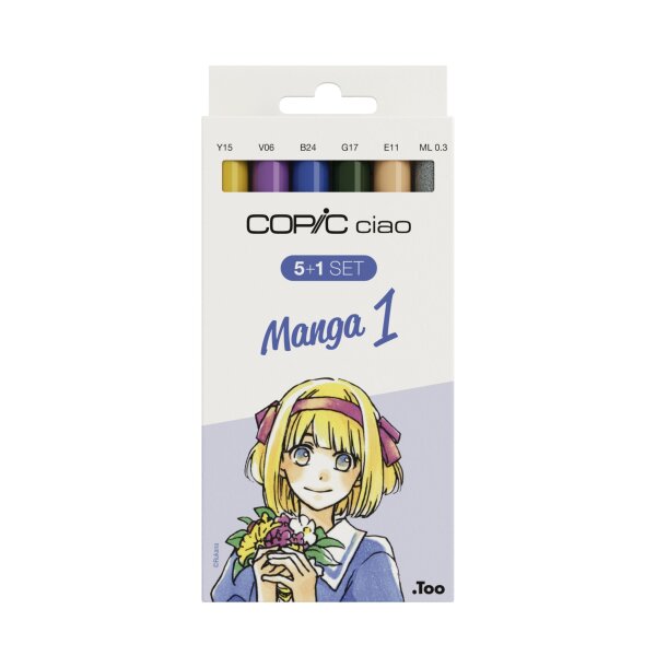 To Copic Ciao Marker 5+1 Set Manga 1 5 Allround-Layoutmarker inkl. 1 Multiliner 0,3 mm
