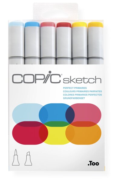 Too Copic Sketch Set Perfect Primaries 6 Twin Marker