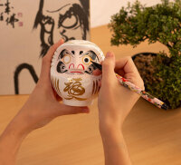 Tierra Zen KP64 Weißes traditionelles Daruma - Liebe 12 cm