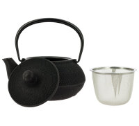 IWACHU Nanbu Tekki Arare Japanische Gusseisen Teekanne mit Filter und Traditionelles Design 650 ml schwarz TT12002BK 1