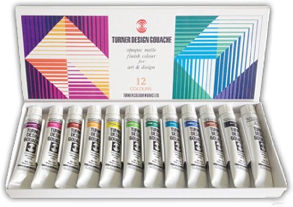 Turner Design Gouache 12 Farben Demi-Set 11 ml Opake Wasserfarbe Made in Japan DG12C
