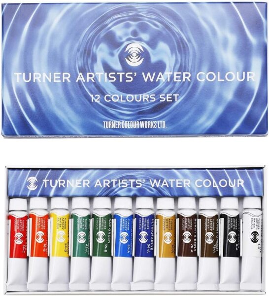 Turner Transparente Aquarellfarbe – 12 Farben Set 5 ml Profi-Qualität Einfarbige Pigmente Made in Japan WT00512C