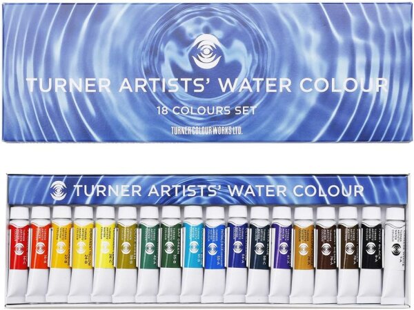 Turner Transparente Aquarellfarbe – 18 Farben Set 5 ml Profi-Qualität Einfarbige Pigmente Made in Japan WT00518C