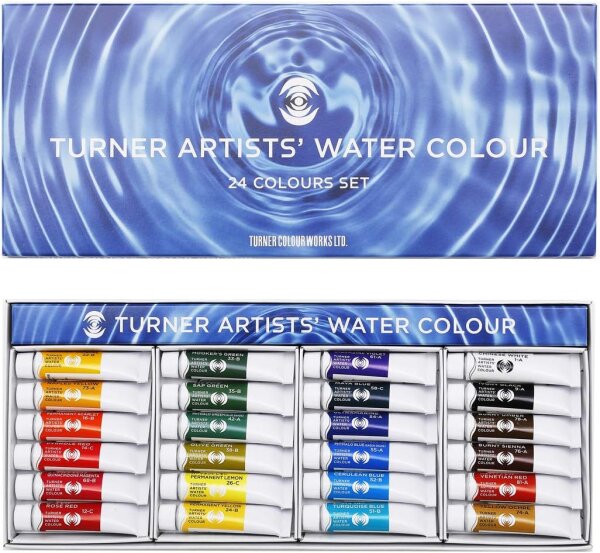 Turner Transparente Aquarellfarbe – 24 Farben Set 5 ml Profi-Qualität Einfarbige Pigmente Made in Japan WT00524C