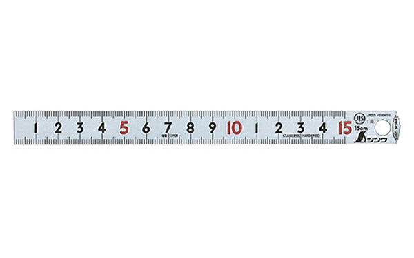 Shinwa 13131 Tonabnehmer Lineal aus Edelstahl 15 cm