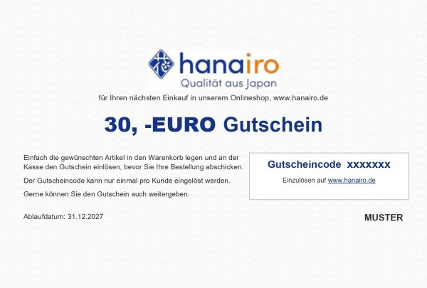 Hanairo.de Gutschein 30 EUR